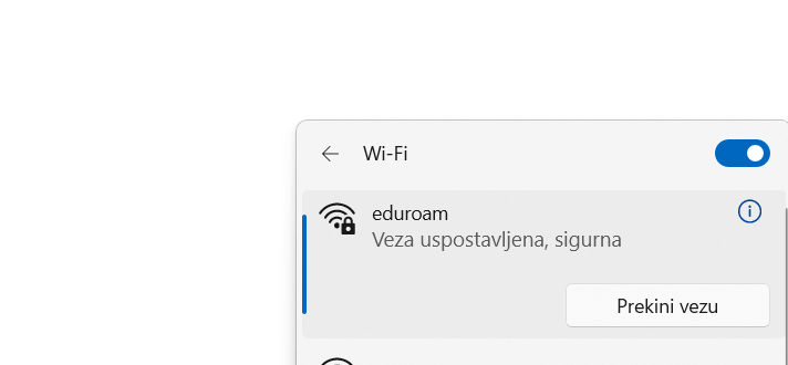 Windows spojen na eduroam mrežu
